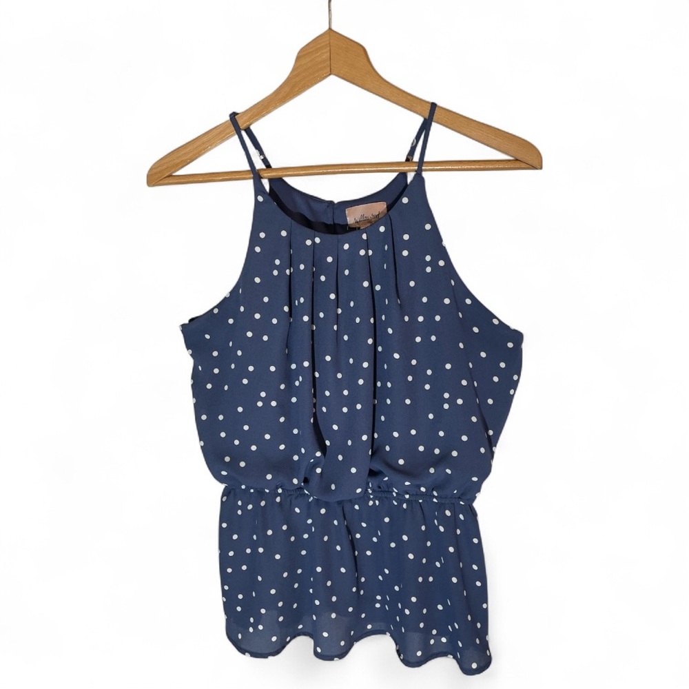 Polka Dot Navy Halter Tank Top - Brand: